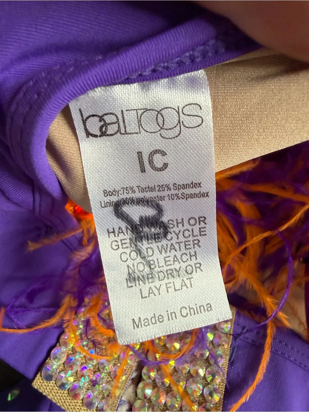 Kids Purple and Orange Feather Dance Costume Top and Bottom Set Custom Made